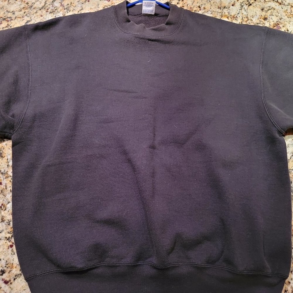 Vintage BVD Sweatshirt Faded Black Crew Neck Sweatshirt Made in USA Mens L Blank